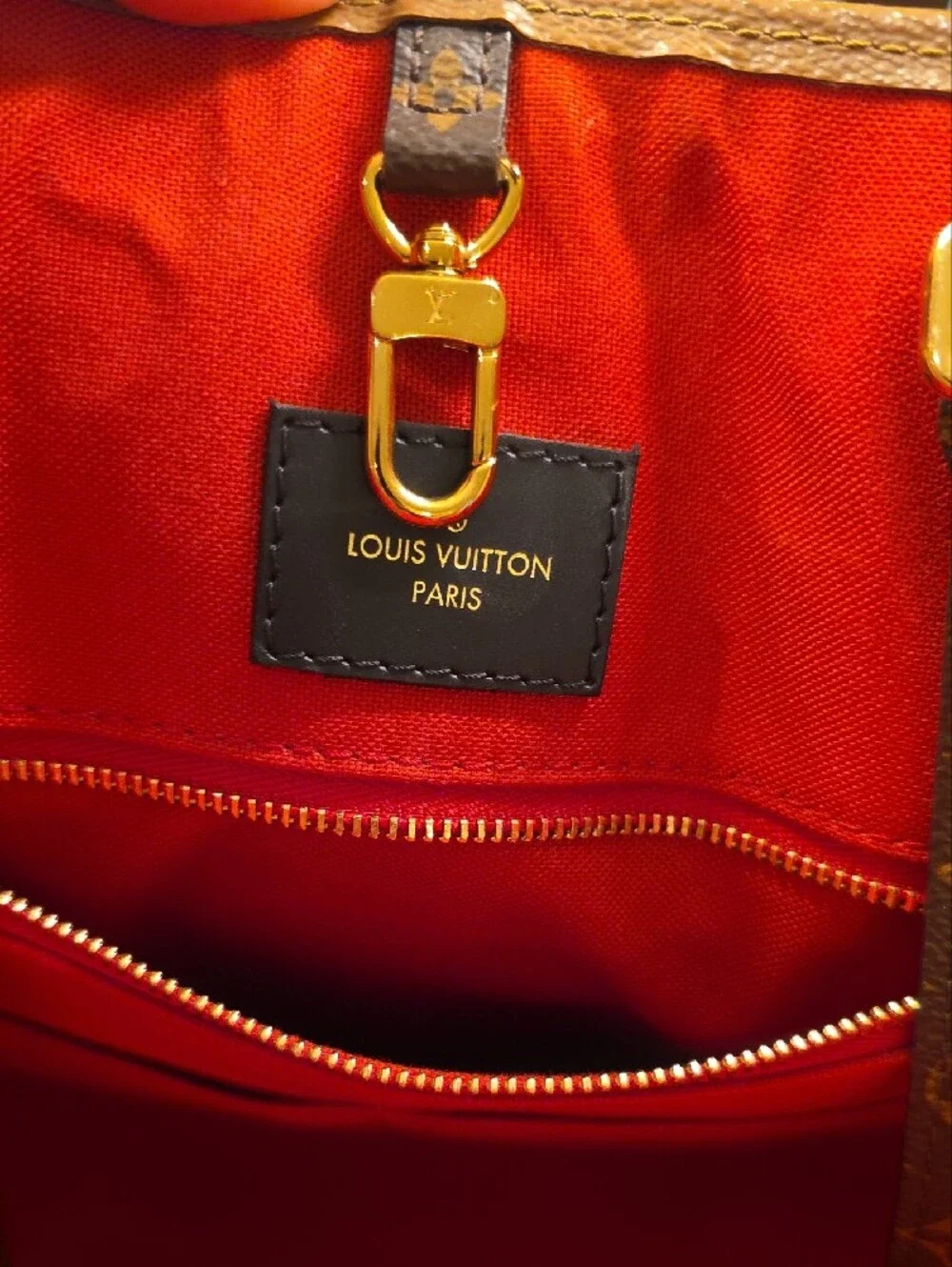 Louis Vuitton Large Monogram Canvas Tote Shoulder Bag in Brown and Tan.